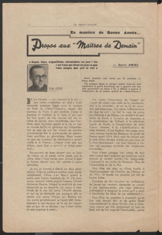 Le Mont chauve. Journal hebdomadaire du C.I.F. 2