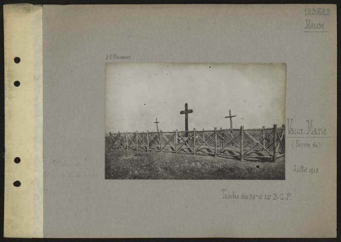 Vaux Marie (Ferme de). Tombes des 25e et 26e BCP