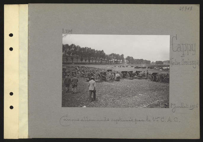 Cappy (entre Froissy et). Canons allemands capturés par le 1er corps d'armée colonial