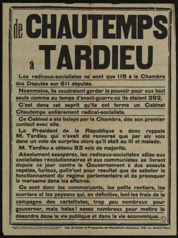 De Chautemps à Tardieu
