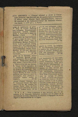 Avril 1914 - Bulletin officiel de la Ligue des Droits de l'Homme