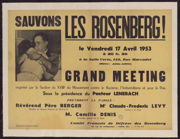 Sauvons les Rosenberg ! : grand meeting