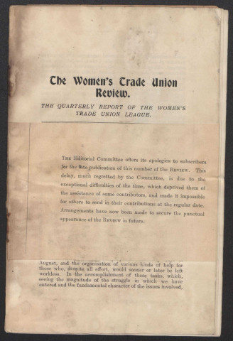 Année 1914. Women's Trade Union review