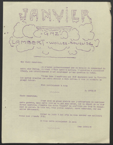 Gazette de l'atelier Lambert - Année 1916 fascicule 1-8 manque le n°4 et 5