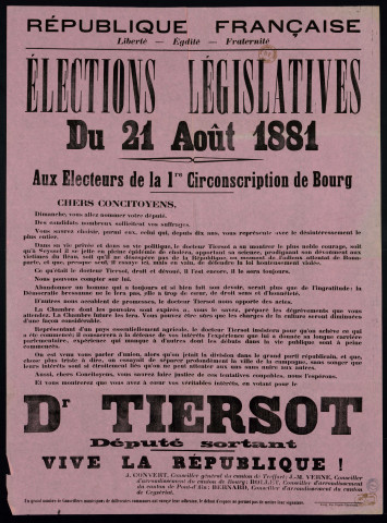 Élections législatives Circonscription de Bourg : Dr Tiersot