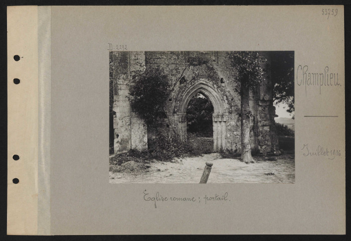 Champlieu. Église romane ; portail