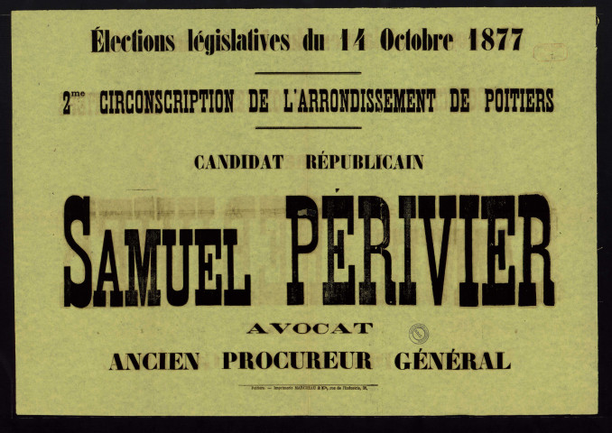 Élections législatives Arrondissement de Poitiers : Candidat Républicain Samuel Périvier