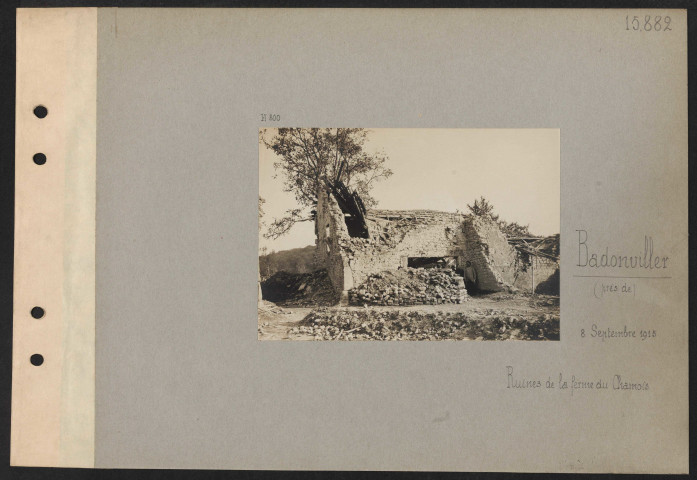 Badonviller (près de). Ruines de la ferme du Chamois