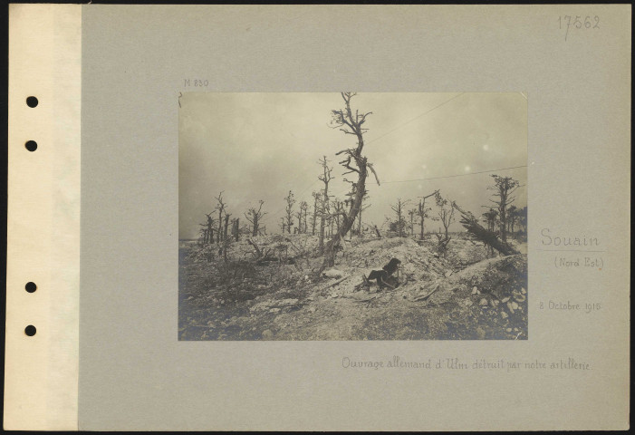 Souain (nord-est). Ouvrage allemand d'Ulm détruit par notre artillerie
