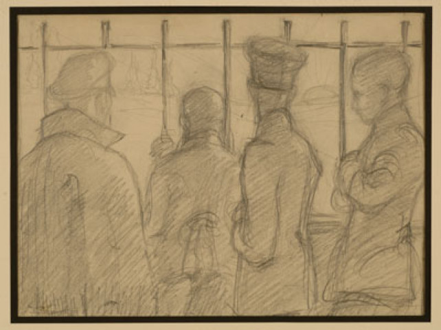 (4 officiers allemands prisonniers contemplant le coucher du soleil)