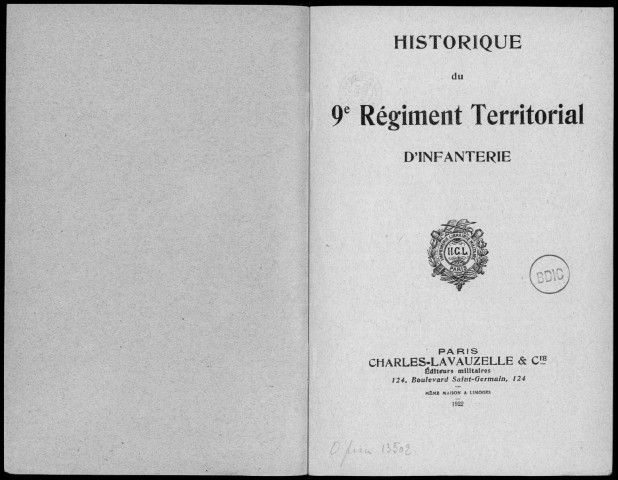 Historique du 9ème régiment territorial d'infanterie