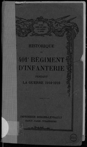 Historique du 401ème régiment d'infanterie