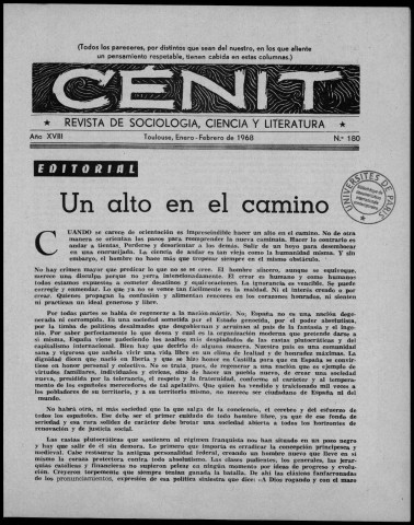 Cénit (1968 ; n° 180 - 185). Sous-Titre : Revista de sociología, ciencia y literatura