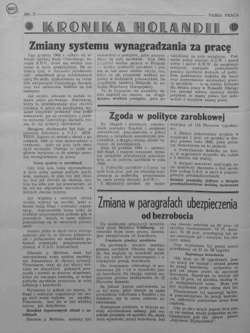 Nasza Praca (1965 : n°1-5)  Sous-Titre : Organ Polskich pracownikow chrzescianskich  Autre titre : Notre travail Organe des Travailleurs Chrétiens Polonais