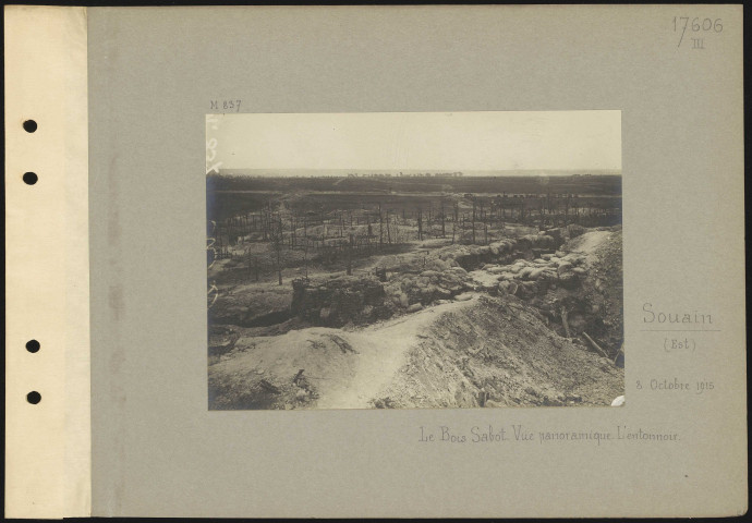 Souain (est). Le Bois Sabot. Vue panoramique. L'entonnoir