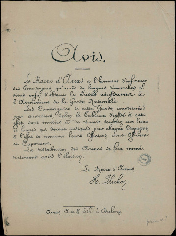 Avis : Le Maire d'Arras Vient enfin d'obtenir les Fusils nécessaires