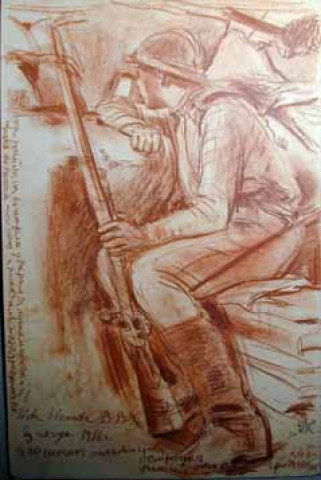 Poste d'écoute (Le soldat russe Ostroankh, du Gouvernement de Grodno, 3 août 1916)