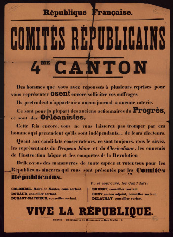 Comités républicains... 4me canton : Votez tous pour les Républicains Colombel