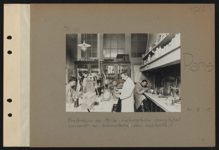 Paris. Préfecture de Police. Laboratoire municipal converti en laboratoire des explosifs