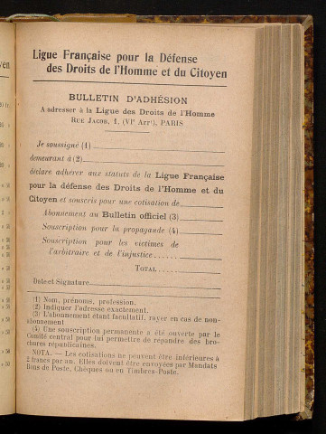 Novembre 1905 - Bulletin officiel de la Ligue des Droits de l'Homme