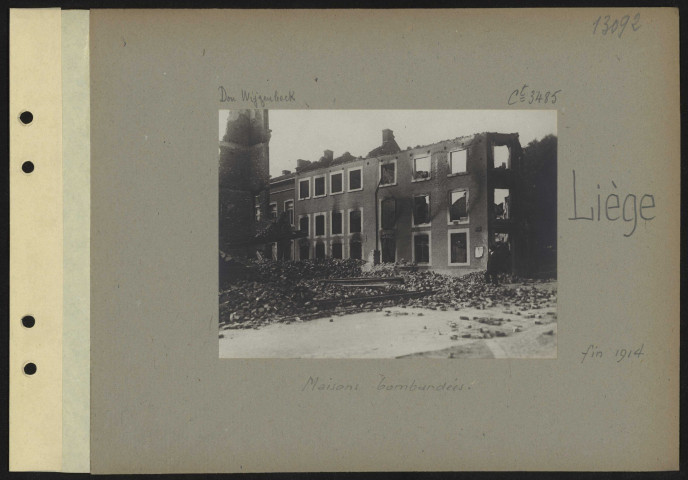 Liège. Maisons bombardées