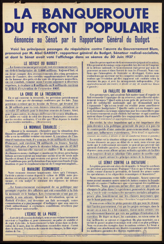 La banqueroute du Parti politique : Front populaire