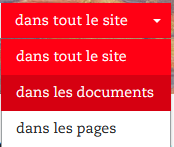 Menu déroulant pour limiter la recherche à certaines parties des informations contenues sur l'Argonnaute
