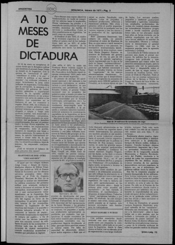 Denuncia. N°18. Febrero 1977. Sous-Titre : Órgano del movimiento antimperialista por el socialismo en Argentina