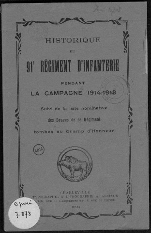 Historique du 91ème régiment d'infanterie