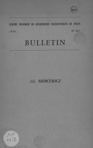 Bulletin (1960; n°18)  Sous-Titre : Académie Polonaise des Sciences et Lettres. Centre polonais de recherches scientifiques de Paris