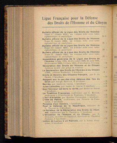 Juillet 1905 - Bulletin officiel de la Ligue des Droits de l'Homme