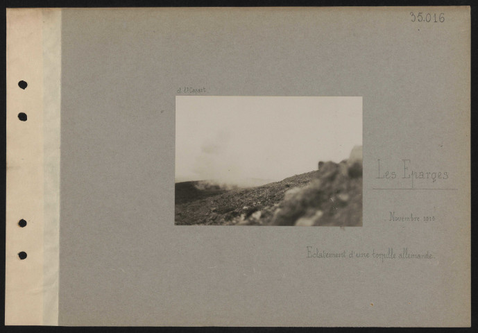 Les Éparges. Éclatement d'une torpille allemande