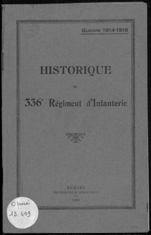 Historique du 336ème régiment d'infanterie