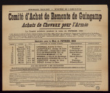 Comité d'achat de remonte de Guingamp : achats de chevaux pour l'armée