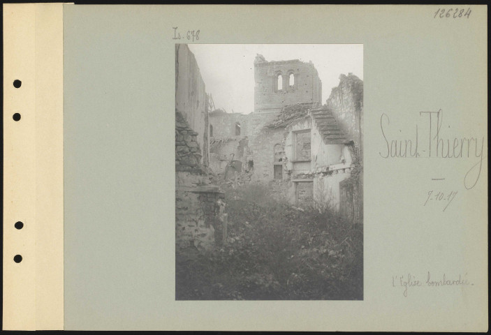 Saint-Thierry. L'église bombardée