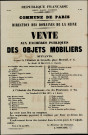 N°312. Vente aux enchères publiques des objets mobiliers