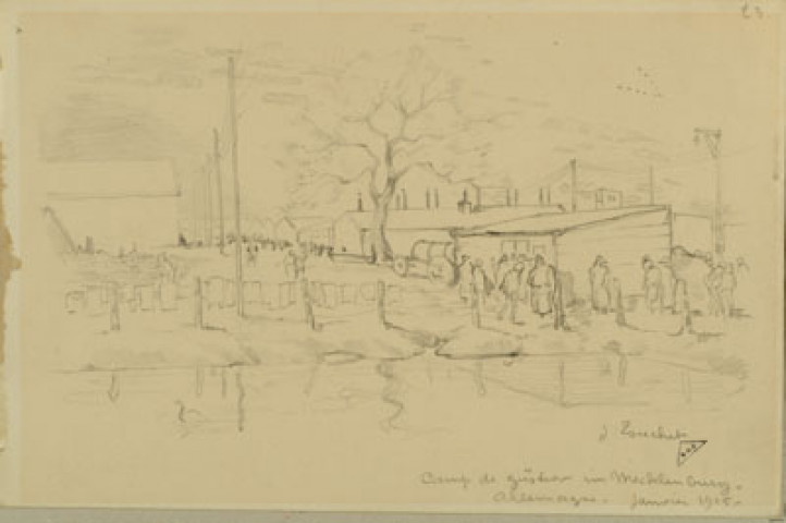 Camp de Güstrov im Mecklenburg, Allemagne. Janvier 1915