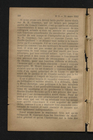 Mars 1912 - Bulletin officiel de la Ligue des Droits de l'Homme