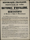 Batteries d'artillerie : Requisitions de Chevaux et d'objets de Harnachement