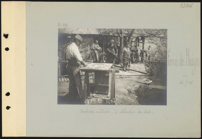 Ferme de Muizon. Boucherie militaire. L'utilisation des abats