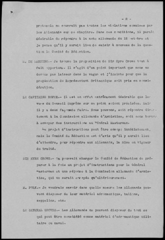 Réunion du 13 novembre 1919 à 10h30. Sous-Titre : Conférences de la paix