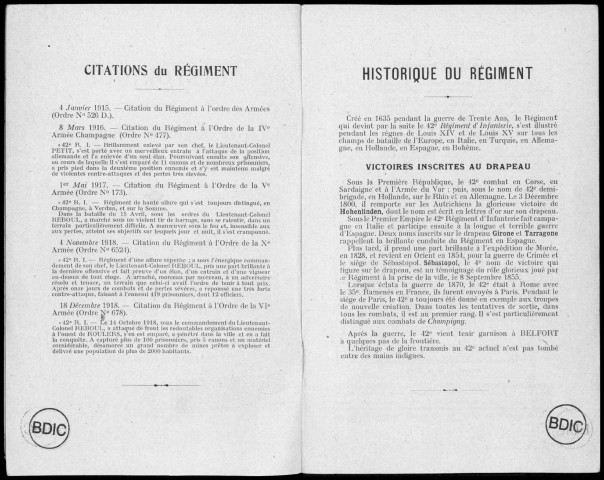 Historique du 42ème régiment d'infanterie
