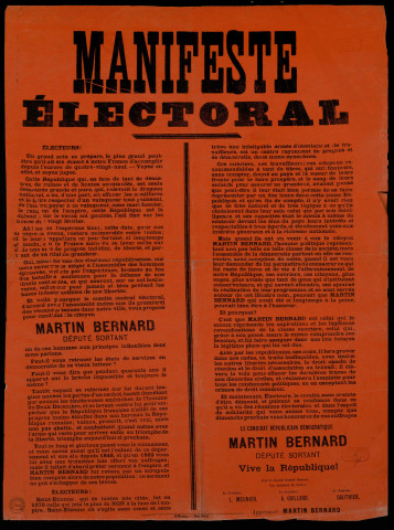 Manifeste électoral : Martin Bernard