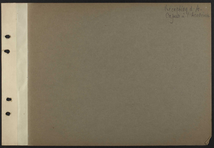 Intercalaire "Réception d'Alfred Capus à l'Académie française"