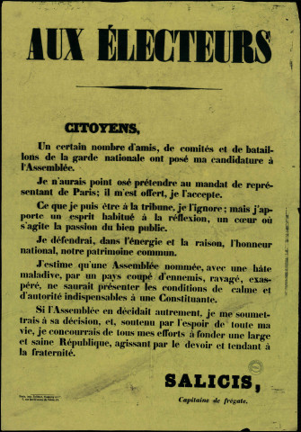 Un certain nombre d'amis Ont posé ma candidature à l'Assemblée