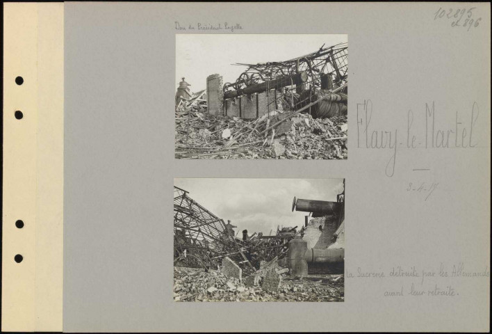 Flavy-le-Martel. La sucrerie détruite par les Allemands avant leur retraite