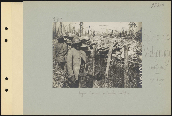 Épine de Vedegrange (secteur de). Boyau. Dépôt de torpilles à ailettes