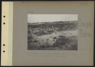 Coxyde-Bains. Camp français de l'adjudant Lefèvre dans les dunes. Au premier plan, réseau de défenses accessoires