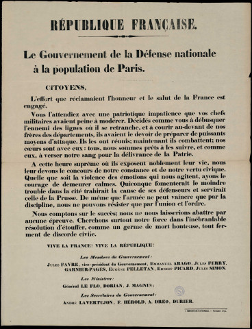 L'effort que réclamaient l'honneur et le salut de la France est engagé…