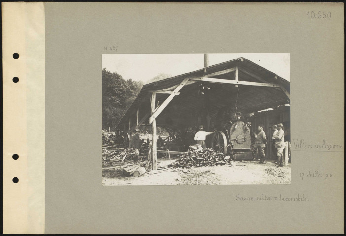 Villers-en-Argonne. Scierie militaire. Locomobile